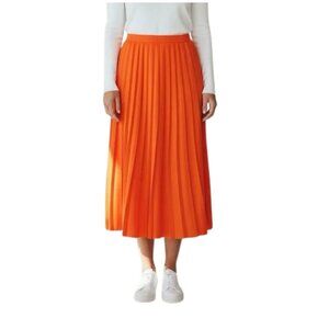 J. Crew Vibrant Orange Pleated Midi Skirt. Size 2.
